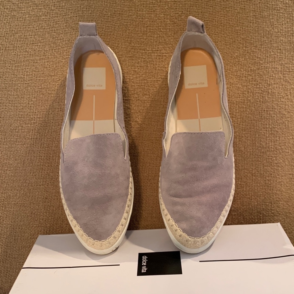 Dolce Vita women’s Suede Slip-On Loafers in Light Gray